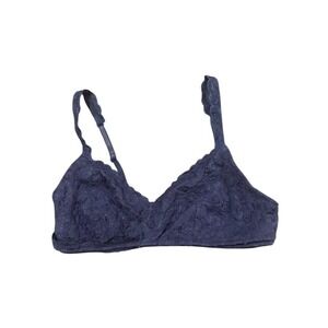 Lace Bralette‎ Wireless Bra Navy Blue Lined Adjustable Straps Comfy Everyday